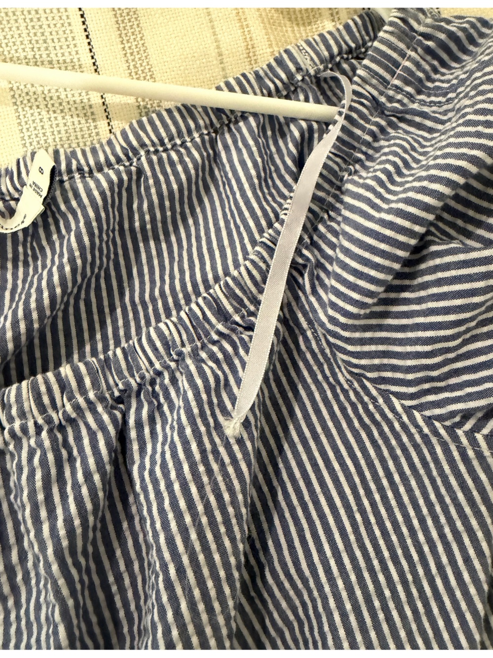 Vineyard Vines Blue and White Pinstripe Off-Shoulder Top - Picture 4 of 4